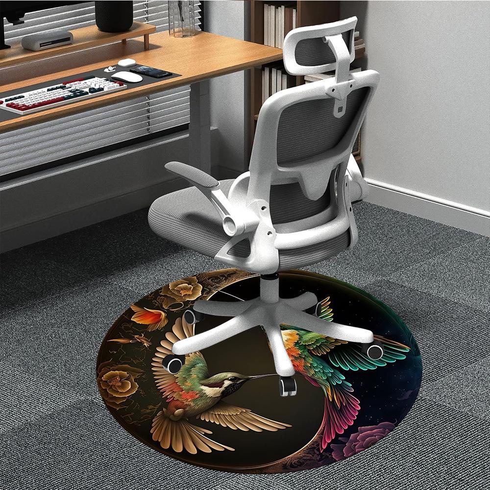 

1pc Hummingbird Artwork Chair Carpet for Office, Soft Comfortable Mat For Office, Living Room, Bedroom, Machine Washable Carpet yy251112200 80cm by 80cm