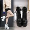 14CM Womens Comfy Booties Platform Stage Performance Shoes High Heels White Black Chunky Heel Cosplay Shoes For Lady Zipper34-41