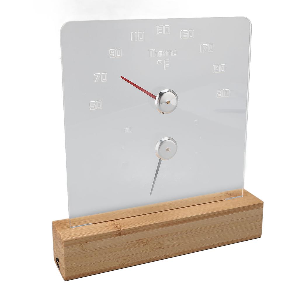 2 in 1 Sauna Thermometer Hygrometer with Wood Base Wall Mountable Freestanding Hygrothermograph for