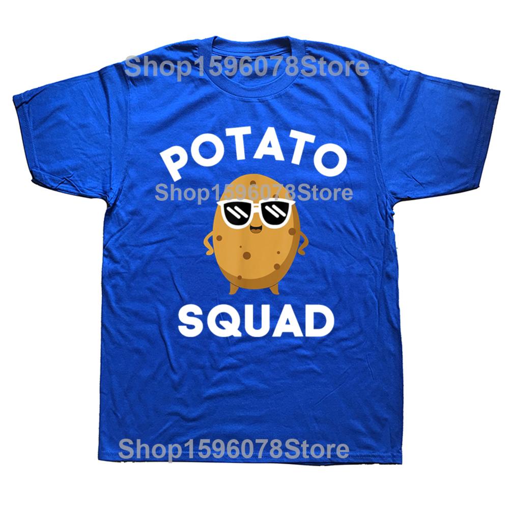 POTATO SQUAD Funny Smiling Vegetarian Potato Lovers T Shirts Cotton Streetwear Gifts Mens Fashion Casual Loose Oversized T Shirt