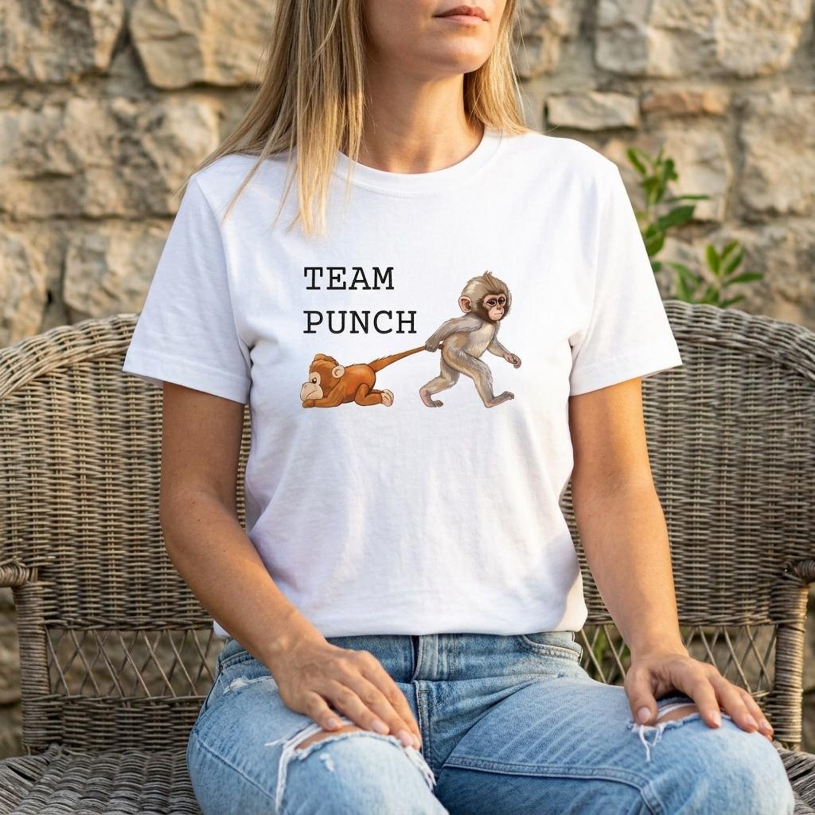 Team Punch T-Shirt | Funny Monkey Graphic Tee | Cute Animal Shirt | Unisex Graphic Tee | Funny Gift | Meme Tshirt | Gift for Him Her M