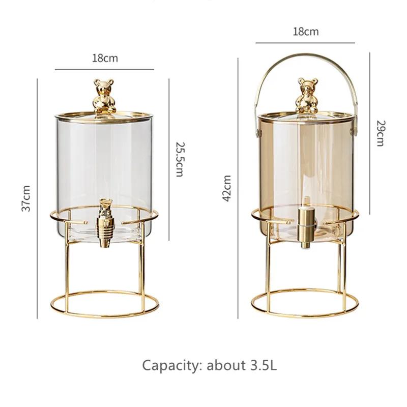 Glass Cold Water Kettle with Faucet Beer Barrel High Temperature Resistant Teapot Modern Domestic Kettle Beverage Bucket