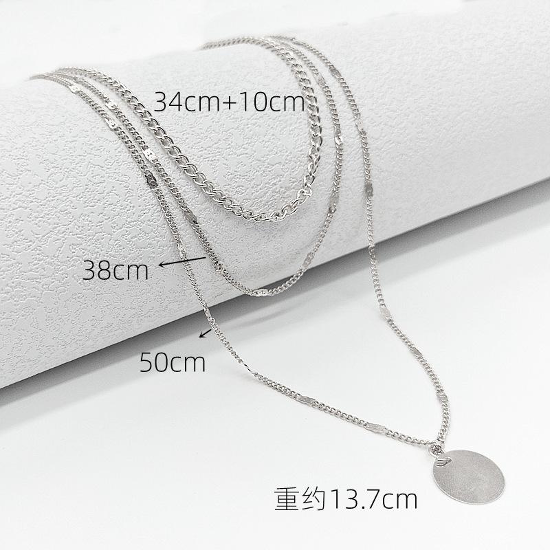 Fashion ins cold wind versatile metal chain accessories women, simple multi-layer disc pendant necklace