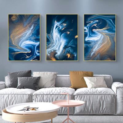 Affiche de vague bleue dorée, peinture sur toile abstraite, affiches et imprimés nordiques, images d'art murales pour salon, décoration de maison moderne
