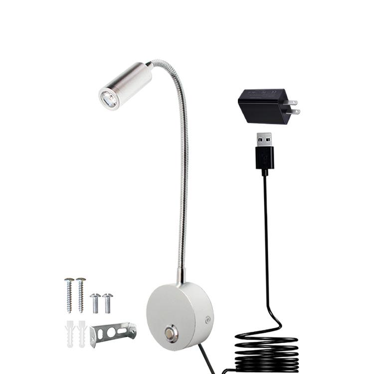 3W LED Gooseneck Wall Light with Touch Dimming for Bedside and Hotel Reading