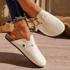 Zoccoli con Fibbia Intrecciata Dorata da Donna  Scarpe Mules Estive a Punta Chiusa con Suola in Sughero Donna Tacco Basso Antiscivolo Mezza Pantofola