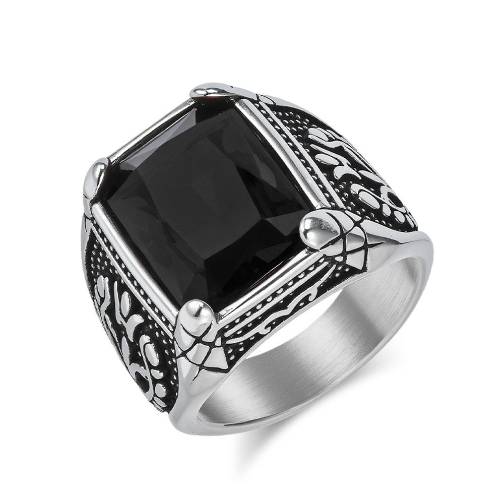 

Мужское кольцо 2025 Vintage Tulip с инкрустацией драгоценными камнями, кольцо с персональной гравировкой 10 чёрный