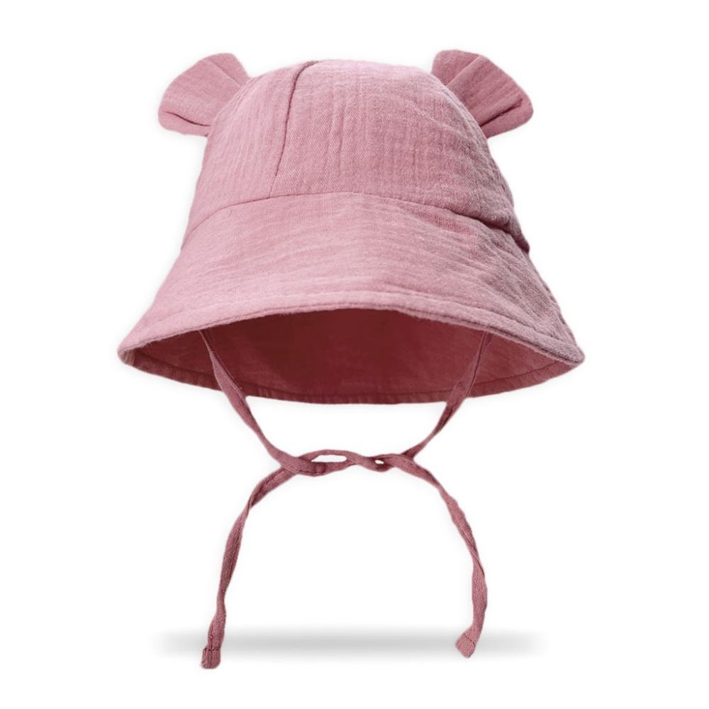 Korean Baby Bear Ear Hat Solid Color Boys Girls Sunhat Cute Baby Bucket Hat  Toddler