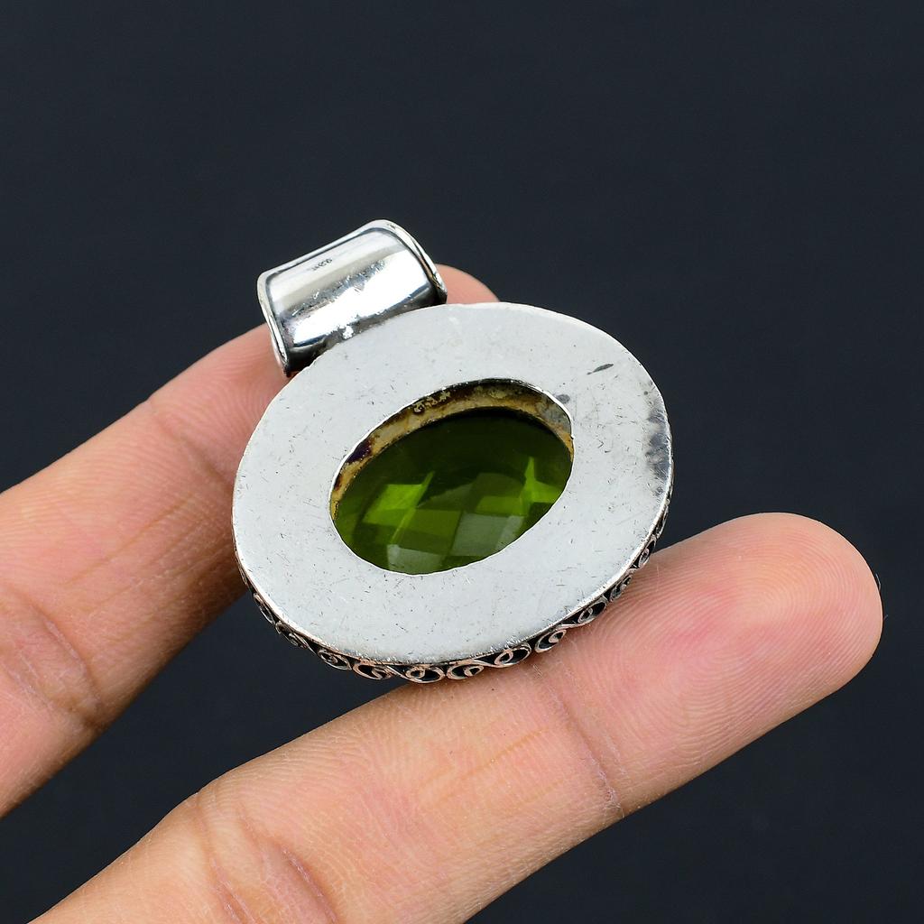 Peridot Handmade 925 Sterling Silver Gift Jewelry Pendant 1.51" O4O68