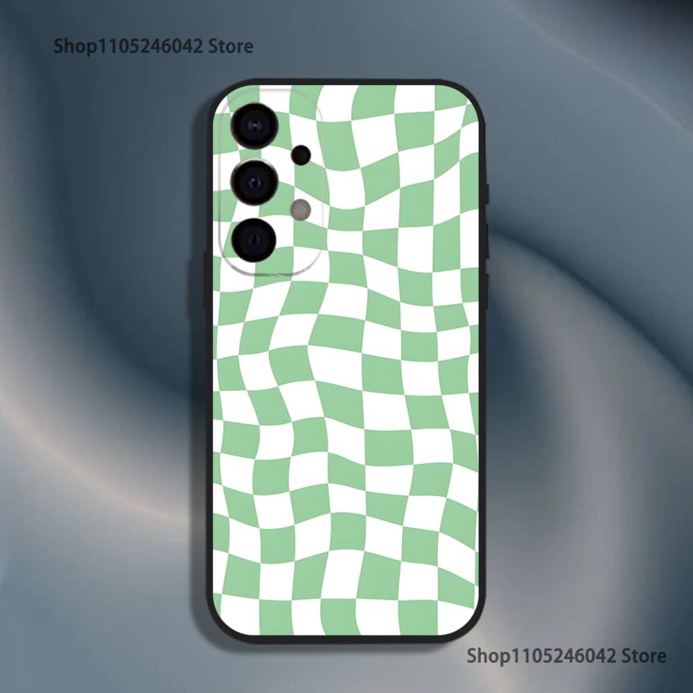 Checkered Pattern Shockproof Phone Case For Samsung S26,S25,S24,S21,S22,S23,S30,Ultra,S20,Plus,Fe,Lite,5G Black Cover