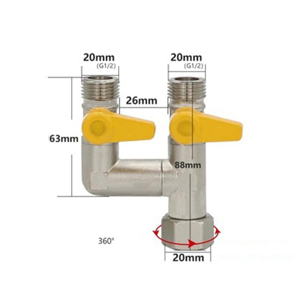 2/3 Switch Brass Diverter Valve Rustproof Thickened Y Shaped Ball Valve 1/2" Hose Barb Anti-leak Hose Pipe Barb Fitting Home