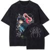 Manga HUNTER×HUNTER Vintage Washed Cotton T‑shirt Unisex Oversized High‑Quality Short Sleeve Harajuku Streetwear Casual Tops