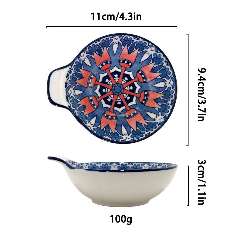 Japanese Ceramic Dish Seasoning Bowls, Heat-resistant Underglaze Colored Cute Bowl Dish, Creative Kitchen Utensils Dipping Dish