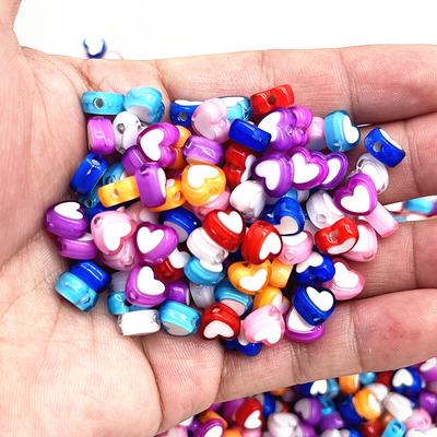 50pcs 8x4mm Love Acrylic Bead Loose Spacer Beads For Jewelry Making DIY Bracelet Accessories