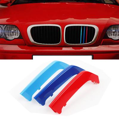 3 bucăți mașină M benzi de ornamente pentru grila față autocolante capac pentru BMW Seria 3 E46 cu 2 uși Coupe 1997-2006 Performanță