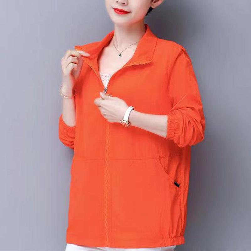 

Солнцезащитная одежда Женская куртка Летняя легкая свободная кардиган большого размера с капюшоном Повседневная солнцезащитная одежда XXXXXL оранжевый