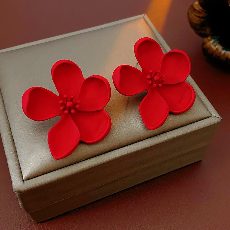 Chinese New Year Red Rose Petal Earrings - Festive, Fashionable & Elegant