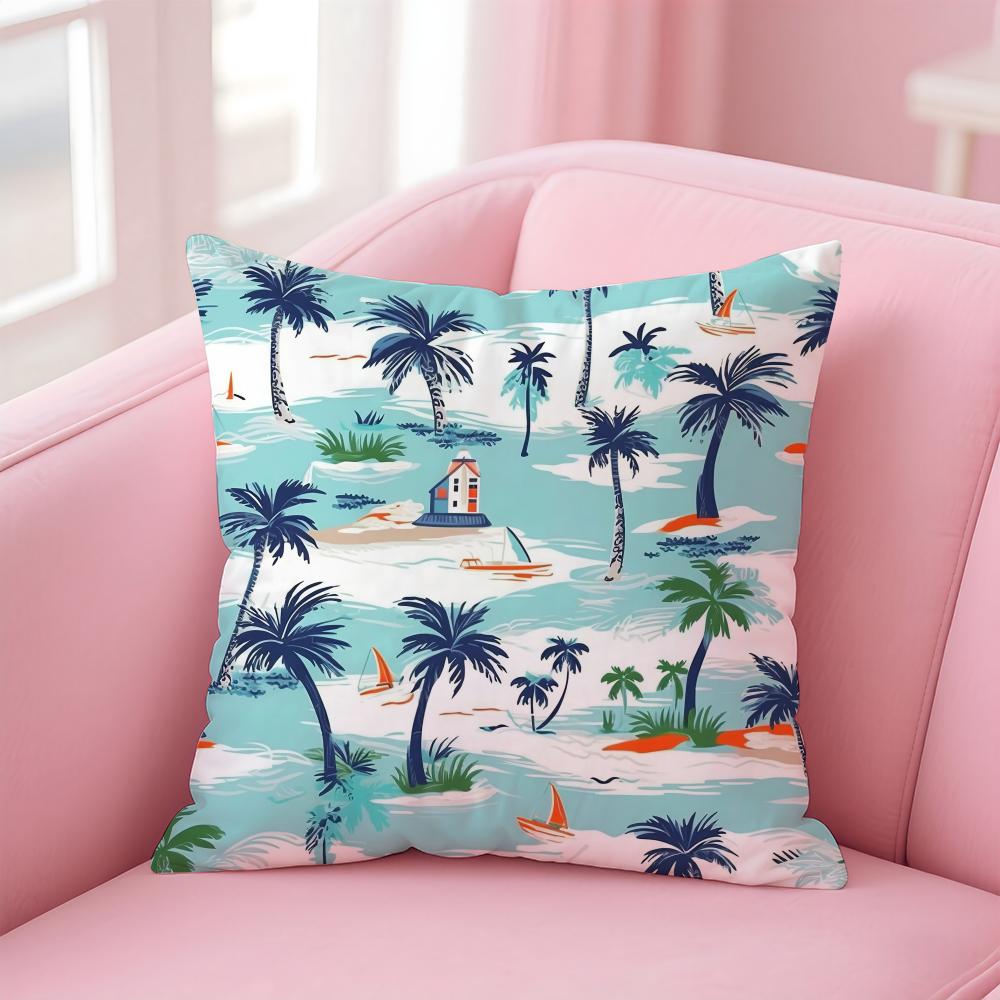 Plam Trees Flowers Cushion Cover Soft Plush Throw Pillow Cushion CoverDoubleSided Printed Pillow Case for Sofa Home Decor