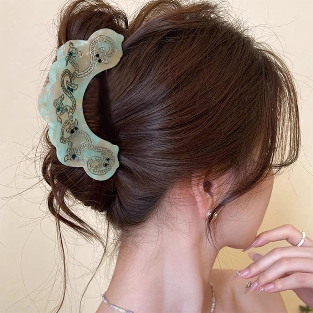 Acetic Acid Chinese Style Shark Clip Exquisite Antique Style Grab Clip  Woman Girls