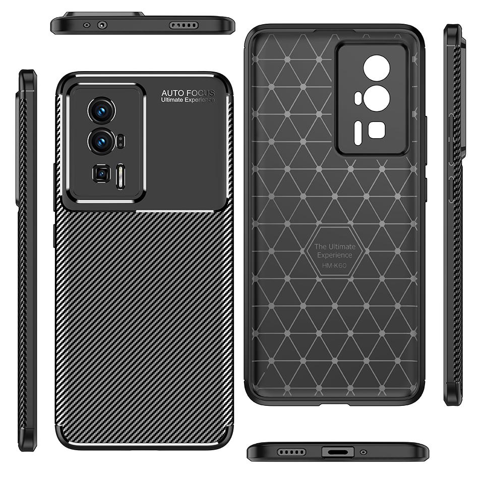 For Xiaomi Poco F5 Pro 5G/Redmi K60 Pro 5G/K60 5G Carbon Fiber Texture Phone Case Anti-scratch Flexible TPU Protective Cover