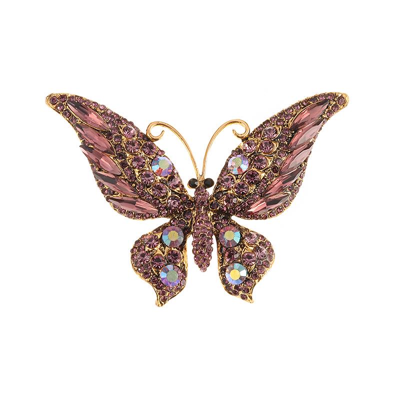 Colorful Rhinestone Butterfly Brooch Pin - Crystal Insect Shoe Decoration