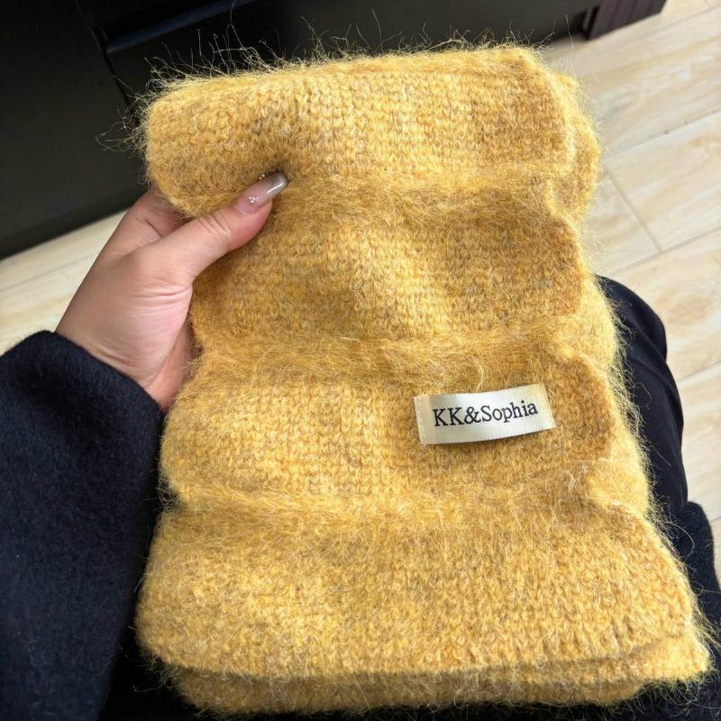 Soft waxy plush cross scarf women's autumn and winter new versatile simple skin-friendly warm small scarf student scarf