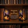 UV Printed Halloween Decor Candle Holder, Gothic Stained Glass Style Translucent Panel Lamp Retro Spooky Candlestick, Tabletop Atmosphere Ornament for
