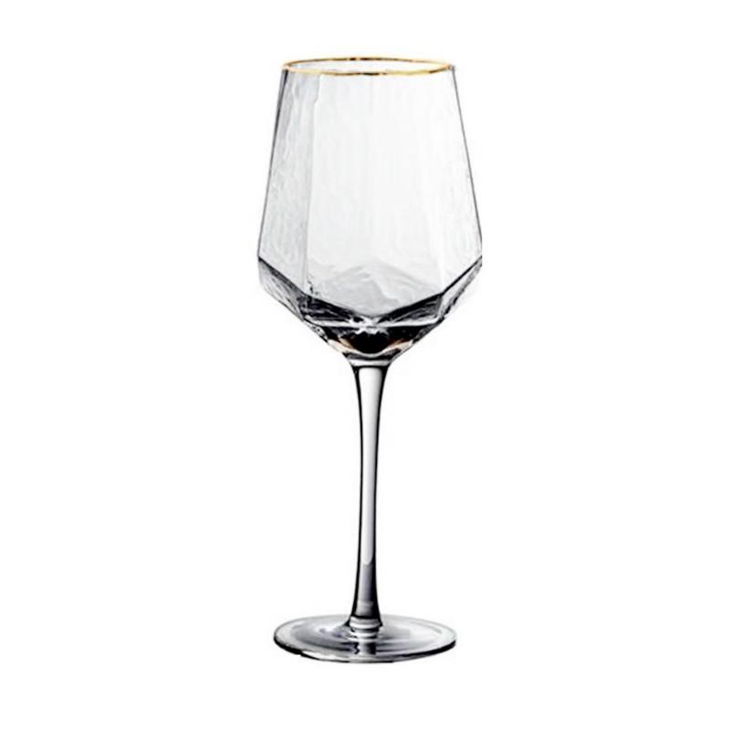 Creative Diamond-550ml-Shaped Hammered Goblet Gold-Painted Ice Dew Red Wine Glass Champagne Whiskey Cup Vintage Wine