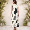 Women Plus Size Keyhole Neck Sleeveless Abstract Printed A Line Maxi Dress