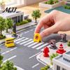 Miniature Building Accessories 8Pcs Mini Traffic Sign Figurines, Simulation Street Barrier Ornaments, Tiny DIY Scene Construction Kits Light,