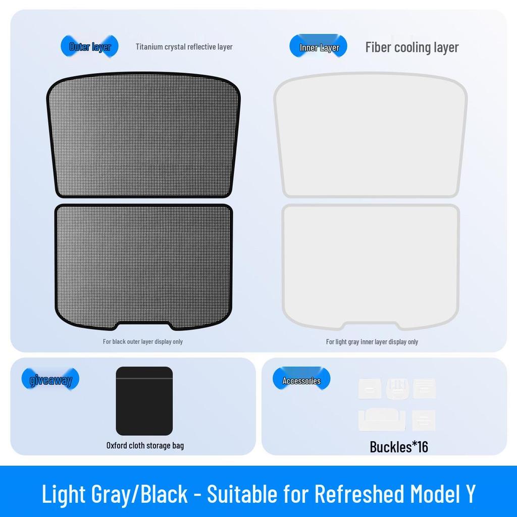 Tesla Model Y/3 Roof Sunshade Insulation