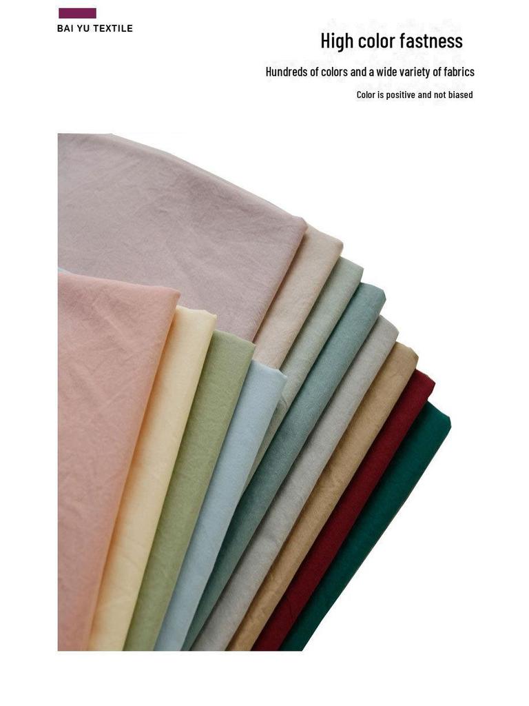 Pure Cotton 40-Count High-Density Washed Wrinkle Shirt Fabric for Kids - Spring/Summer Plain Weave Dress Material