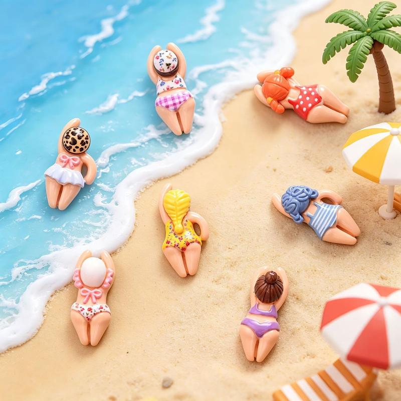 7/14pcs Cute Bikini Girl Mini Resin Figurines Swimming Figure DIY Crafts Phone Case Decoration Scrapbooking Desktop Decor