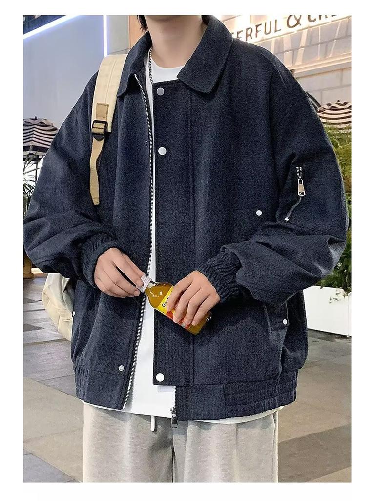 Herren Lammwolle Kapuzenjacke: Beidseitig, Samt gefüttert, Lässige lockere Passform für Herbst/Winter