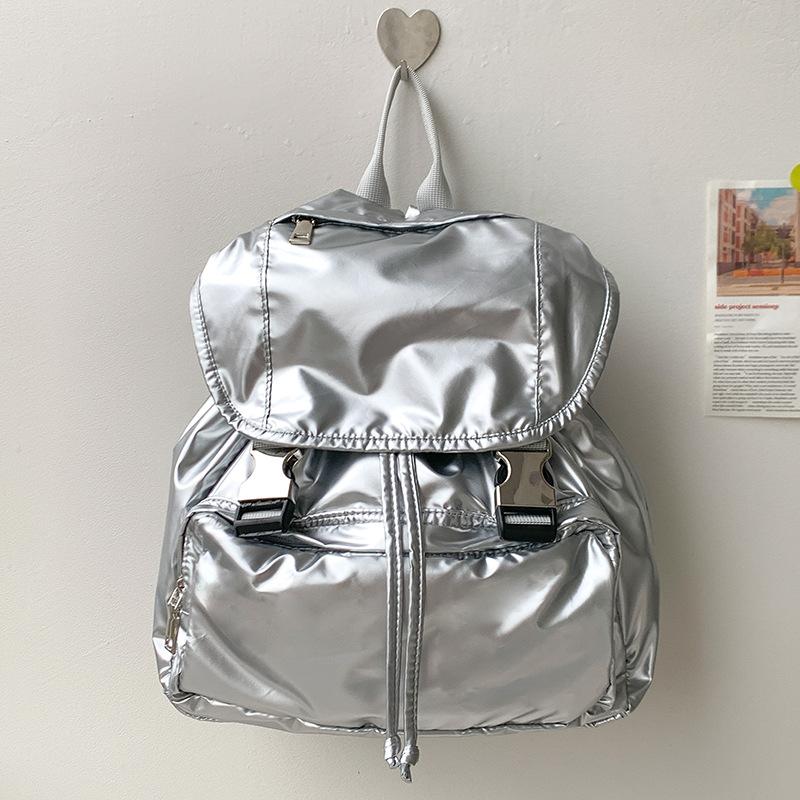 

2024 Korean High-quality Red Backpack Student Casual Women s Snap-buckle Large-capacity Sports Nylon Travel
