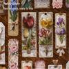 Retro Floral Bookmark & Sticker Set - 16 Sheets for Personal Decoration and Planning