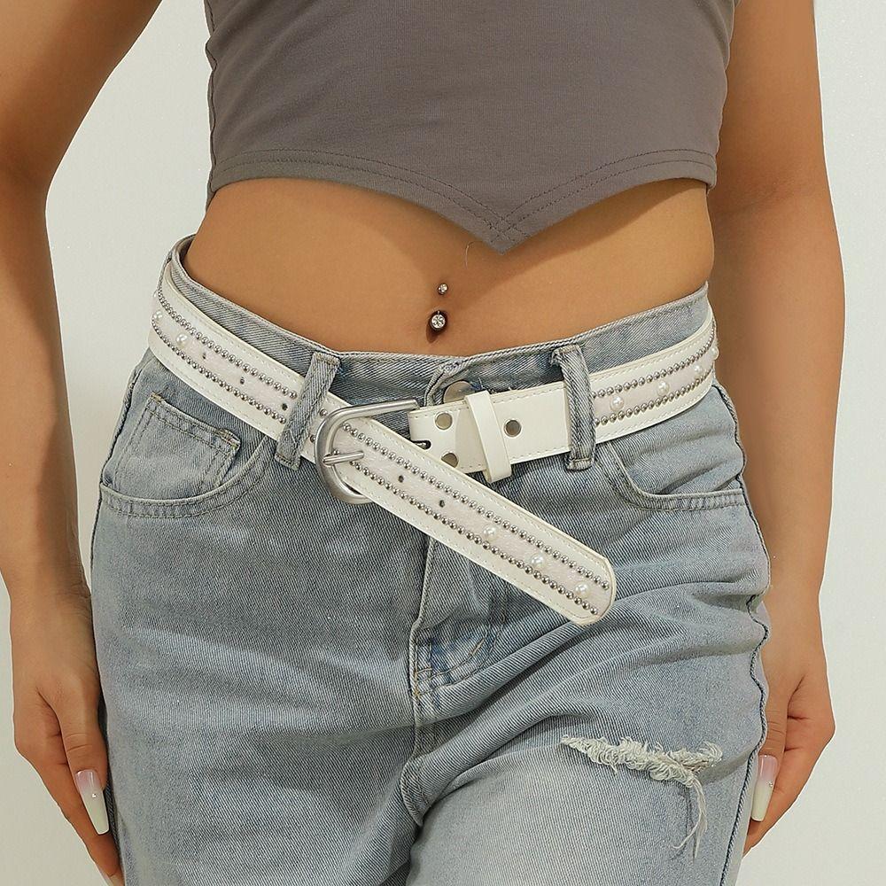 PU Leather Punk Style Belt Needle Buckle Rivet Decorative Belt Women's Waist Belt  for Women's Wear