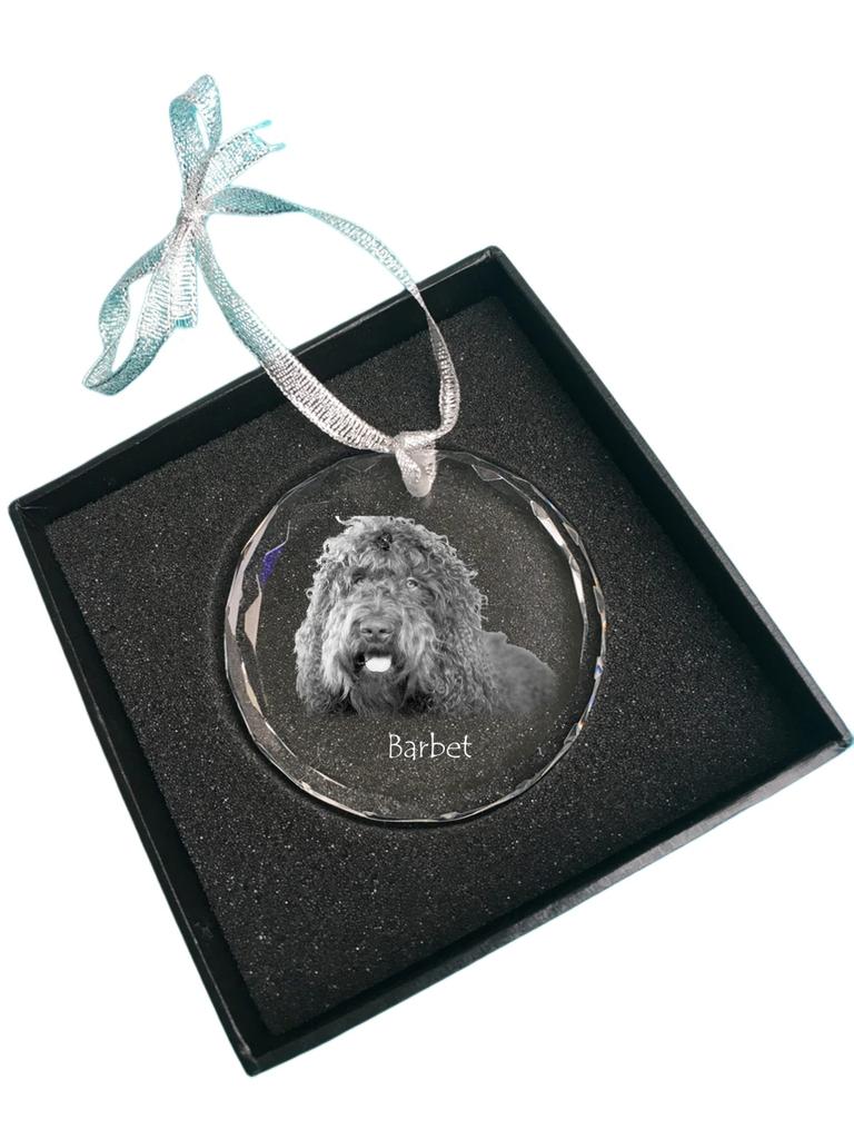 Barbet, French Water Dog - Crystal Bauble with a Photo, Dog Photo In Crystal, Personalized Christmas Tree Ornament by Art-Dog Brand
