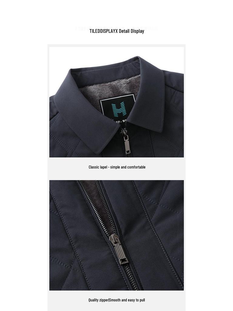 Men's Plus Velvet Thickened Cotton Jacket for Autumn/Winter – Warm Lapel Coat for Middle-Aged and Elderly