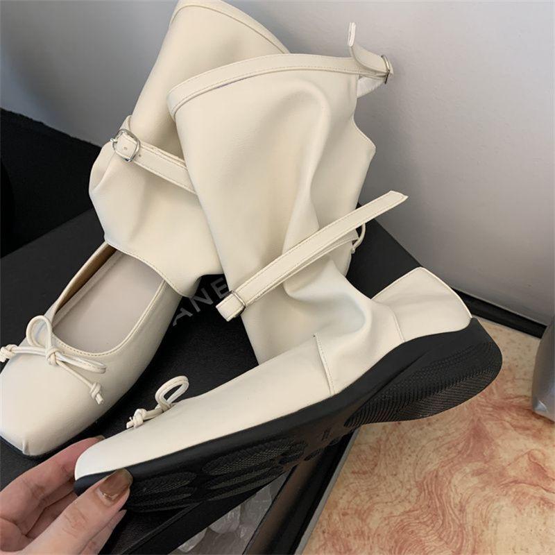 Bow ballet shoes women's 2025 summer new models Jue Jue Zi cool boots design sense hollow short boots stacking boots