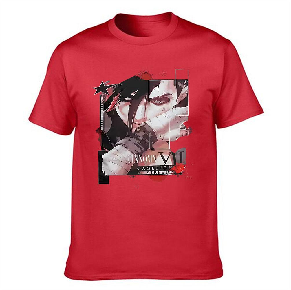 Unisexs Cotton TShirt CINNQMN VI Cagefight Anime Style Graphic Print Short Sleeve Tee for Casual Streetwear