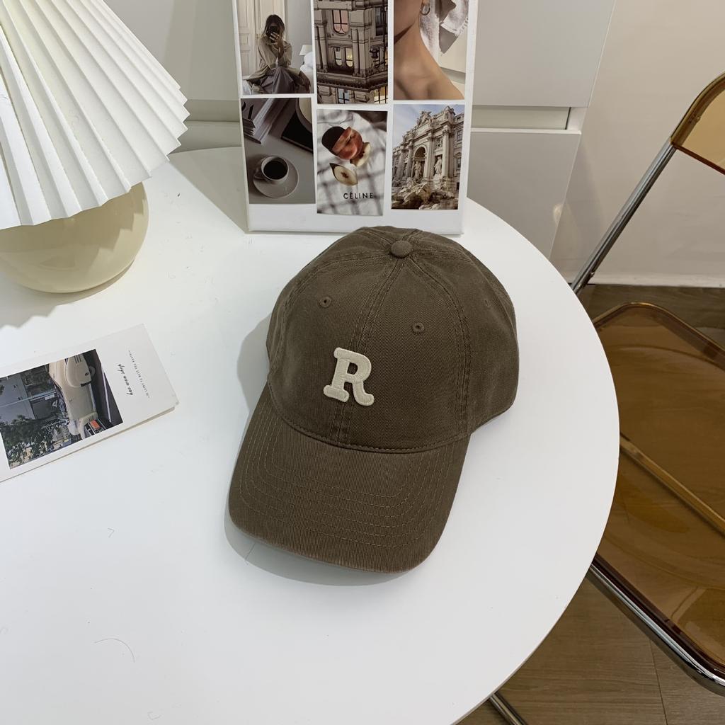 New Embroidery Letter R Baseball Cap Summer Solid Women Ponytail Hats Men Baseball Cap Cotton Outdoor Simple Visor Casual Cap