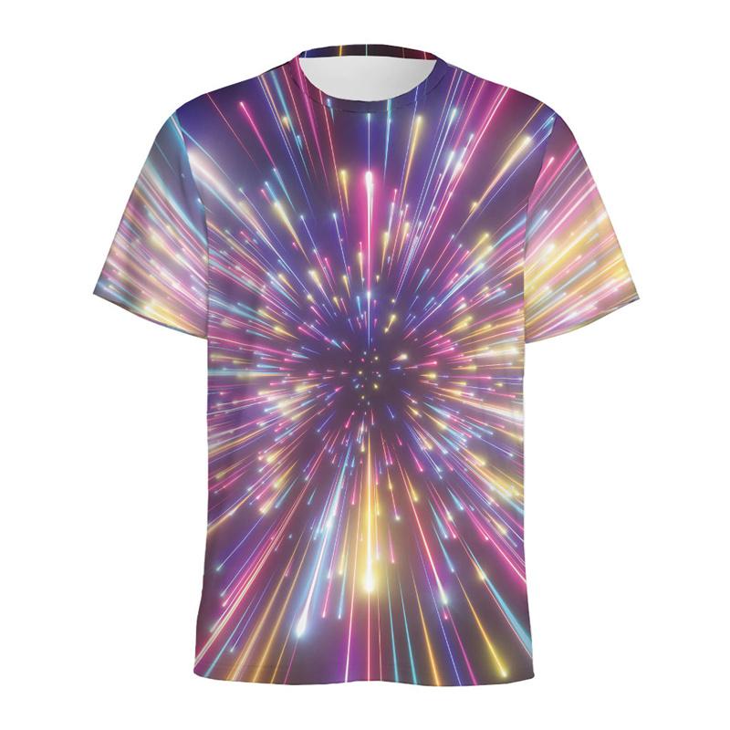 Hyperspace Lights Muster 3D-Druck Herren T-Shirt Tops Damen Lose Kurzarm Sommer Streetwear T-Shirt