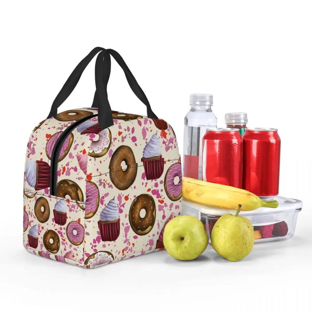Playful Donut And Cupcake Insulated Lunch Bag for Women Office Cooler Thermal Food Box Tote Leakproof Lunch Boxes Container