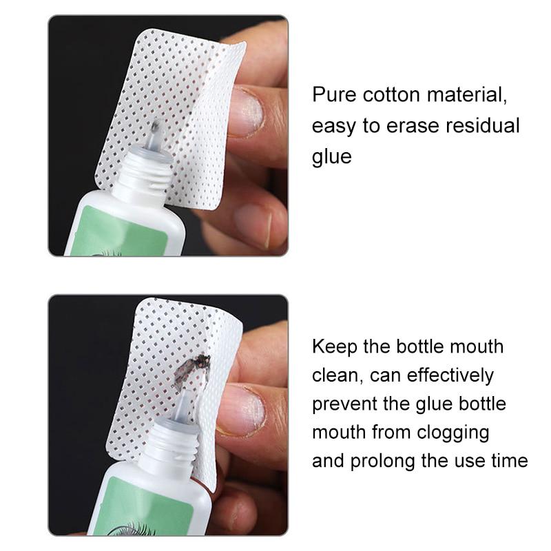 200pcs Eyelash Glue Remover Cotton Wipes Nail Cleaner Lint-Free Paper Pads Eyelash Cleaning Tools