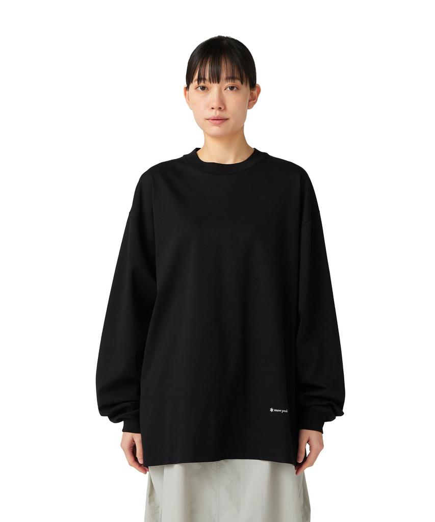 Snow Peak Organic Cotton Mercerized Cut and Long and Size Black L/S T-Shirt SW-25AU010, Sew, Sleeve, Men's Women's, L,