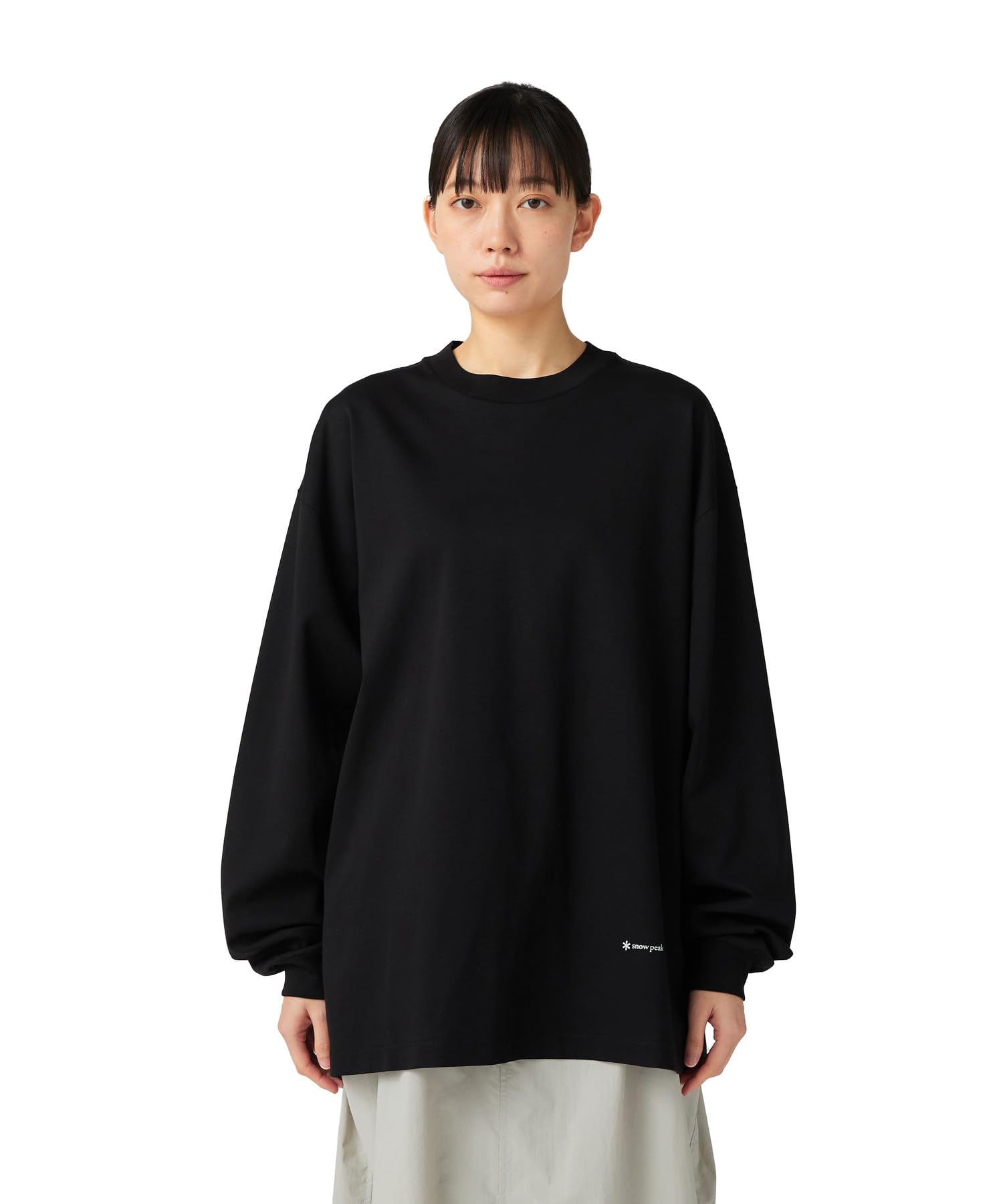 

Snow Peak Organic Cotton Mercerized Long Sleeve Cut and and Black T-Shirt SW-25AU010, Sew, Men s Women s, Medium, чёрный