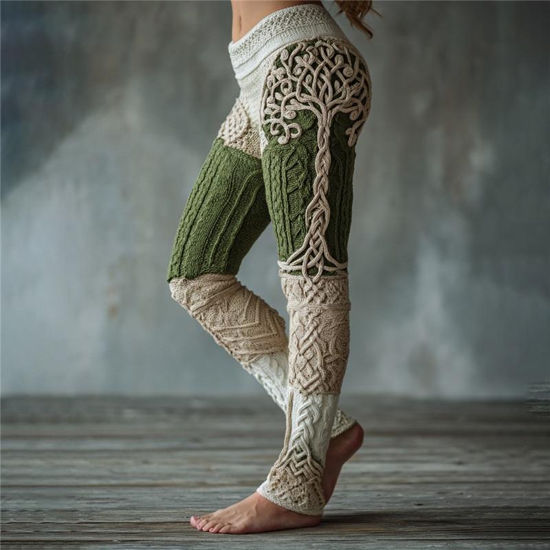 Vintage 3D kötött leggings nőknek gótikus mintával magas derék szűk nadrág Y2K punk utcai viselet rugalmas karcsúsított nadrág