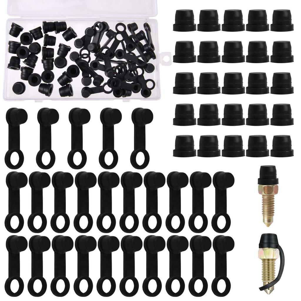 LEONTOOL 50pcs Grease Fitting Cap, Black Brake Bleeder Cap, Car