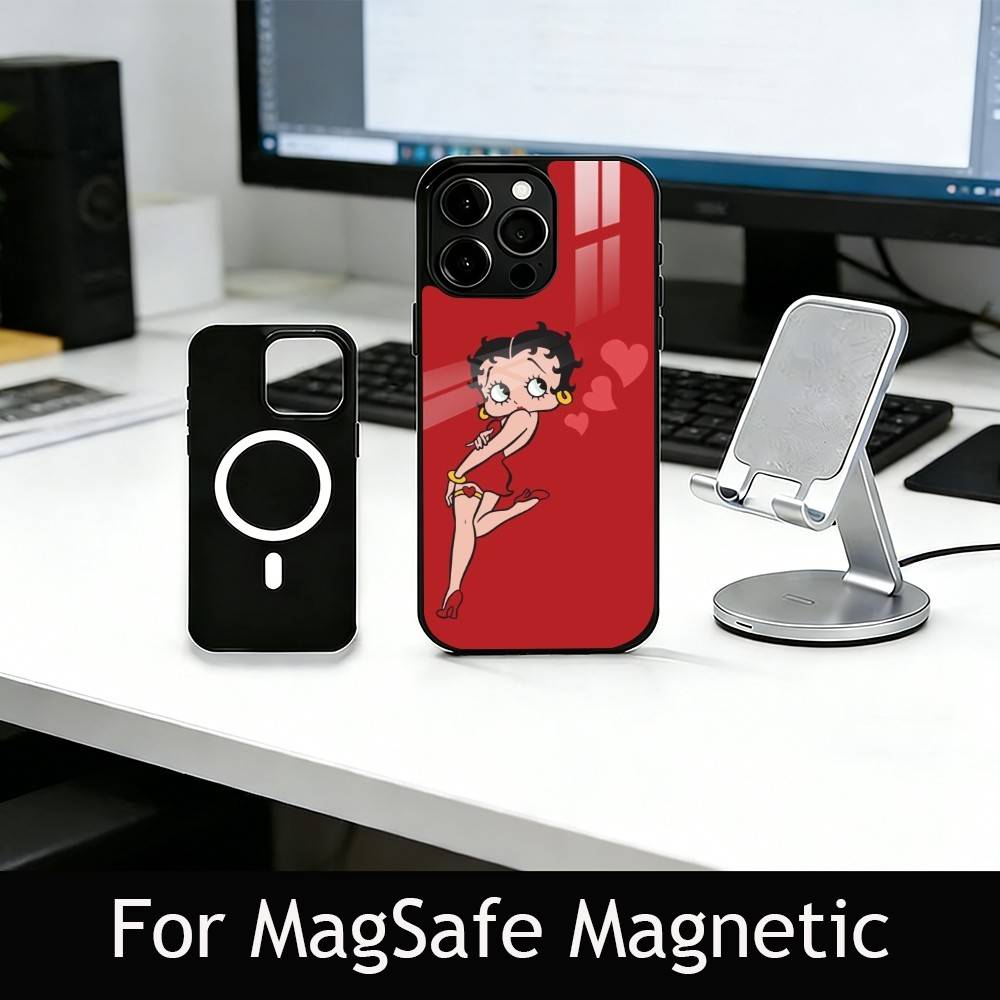 Be-Tty Boo-P Phone Case For iPhone17,16,15,14,13,12,11 Plus,Pro Magnetic with Magsafe Wireless Charging